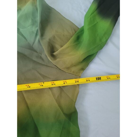 Unbranded Chiffon Sheer Ombre Wrap Front Tie Blouse Size M Green Fairy Grunge - Picture 4 of 8